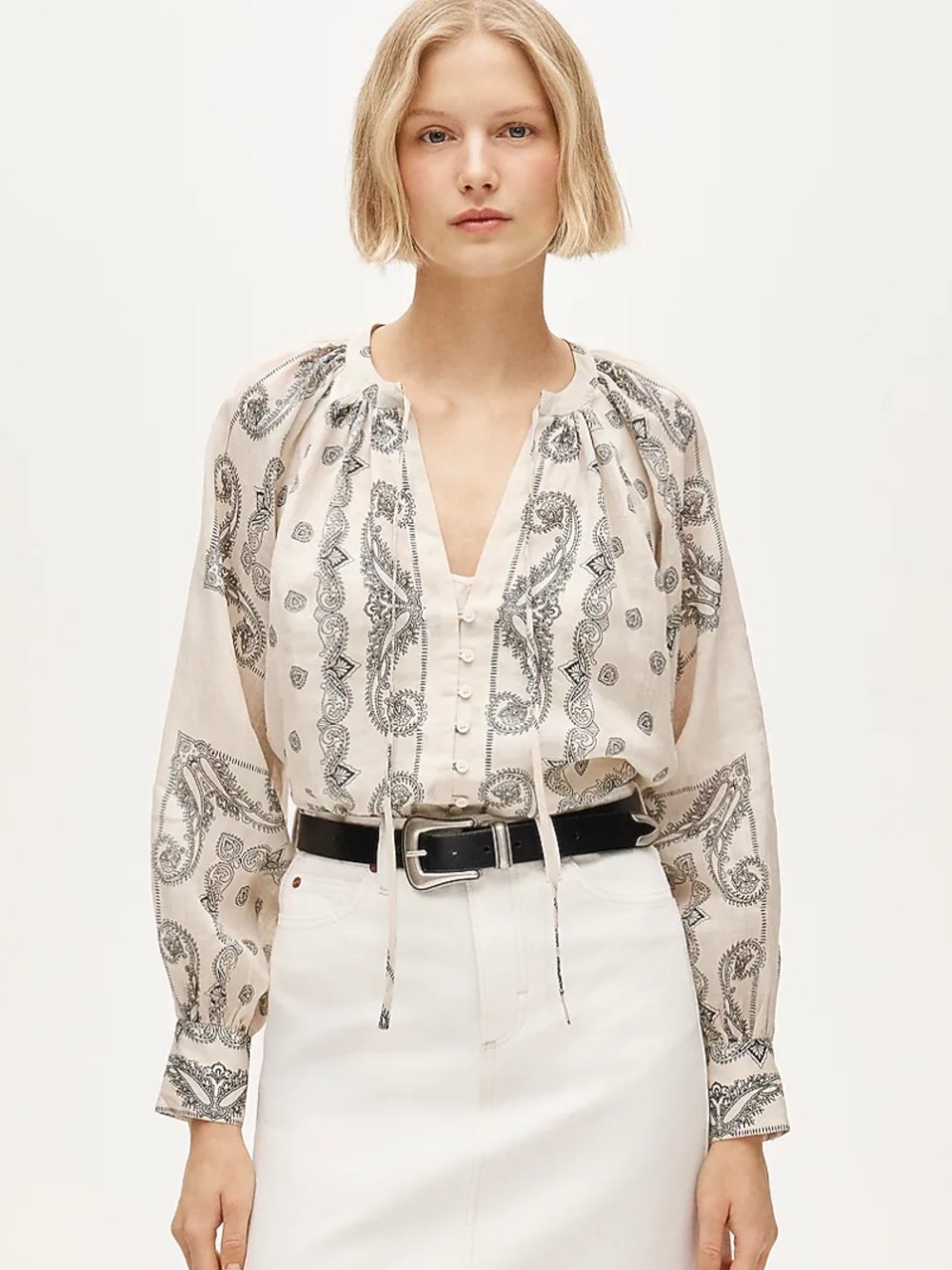 New! Madewell Popover top in bandana-print ramie